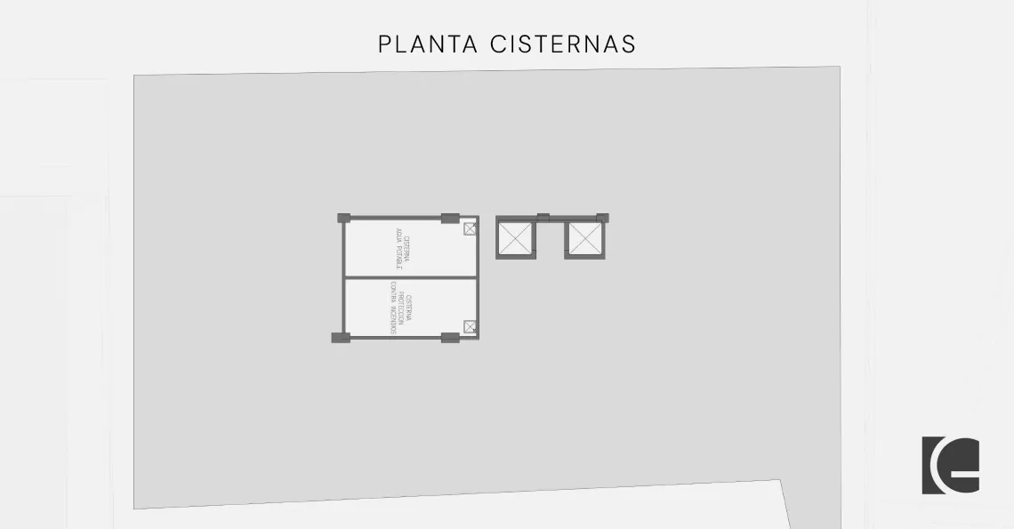 Sección del plano de la planta de cisternas del edificio park premier