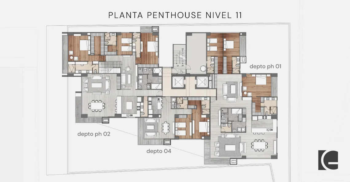 Planta del nivel 11 para Penthouses